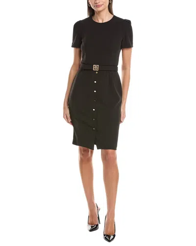 Anne Klein Box Pleat Sleeves Sheath Dress In Black