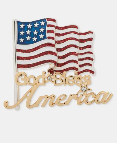 Anne Klein Boxed Two-tone Crystal America Flag Pin In Gold
