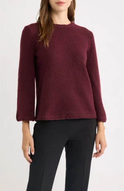 Anne Klein Braided Trim Sweater In Brown