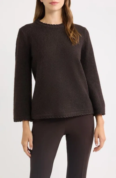 Anne Klein Braided Trim Sweater In Brown