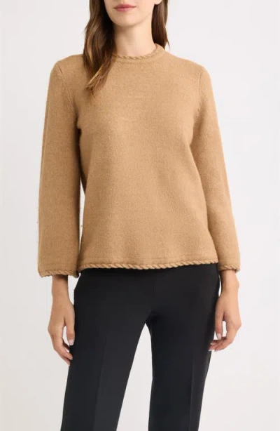 Anne Klein Braided Trim Sweater In Brown