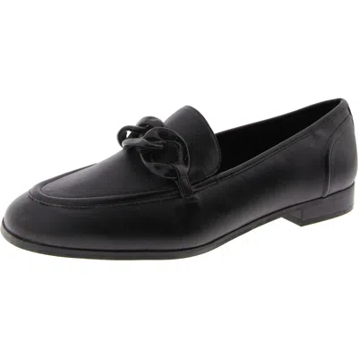 Anne Klein Braxton Womens Faux Leather Flat Loafers In Black