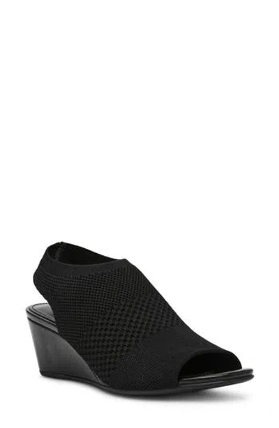 Anne Klein Bree Ankle Strap Sandal In Black Knit