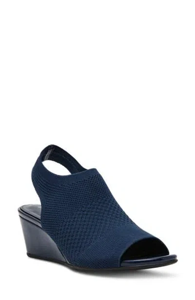 Anne Klein Bree Ankle Strap Sandal In Navy Knit