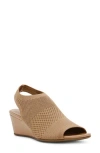 Anne Klein Bree Ankle Strap Sandal In Sandstone Knit