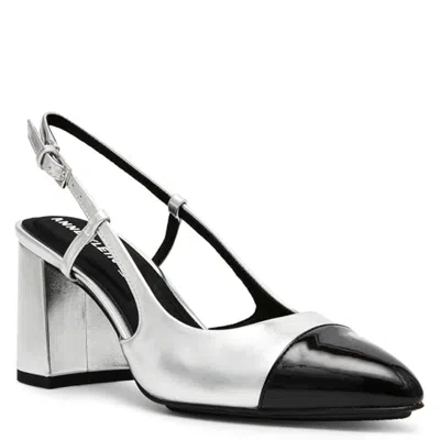 Anne Klein Brinlee Pump Womens Silver Black Pointed Toe Slingback Htat1349 In White