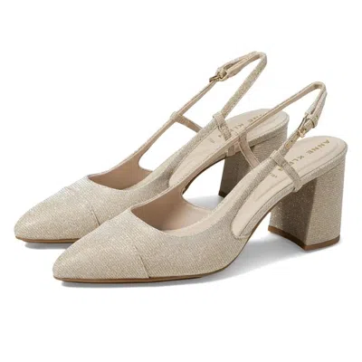 Anne Klein Brinlee Pumps Women's Beige Pointed Toe Slingback Heels Htat902 In Multi