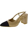 Anne Klein Brooklyn Womens Faux Leather Pointed Toe Slingback Heels In Black