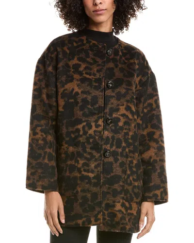 Anne Klein Brushed Topper Coat In Brown