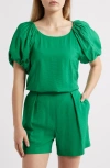 Anne Klein Bubble Sleeve Top In Green