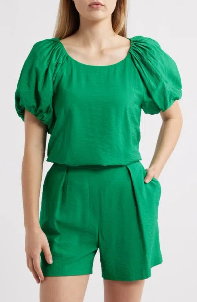 Anne Klein Bubble Sleeve Top In Green