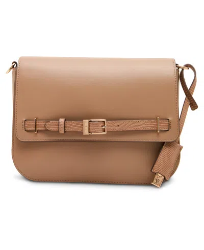 Anne Klein Buckle Convertible Medium Satchel Handbag In Brown