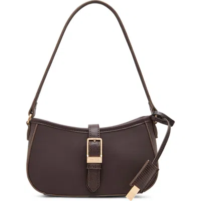 Anne Klein Buckle Faux Leather Shoulder Bag In Espresso/ Espresso