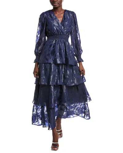 Anne Klein Burnout Maxi Dress In Blue