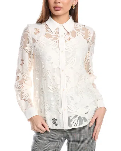 Anne Klein Button-down Blossom Lace Shirt