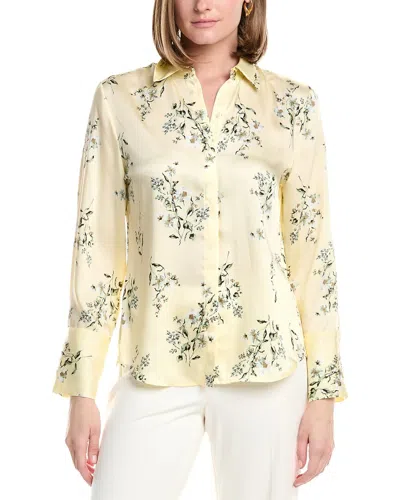Anne Klein Button Front Collared Blouse In Yellow
