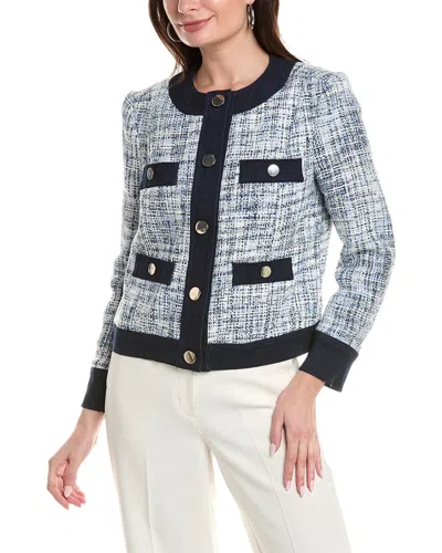 Anne Klein Button Front Jacket In Blue