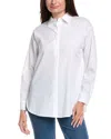 Anne Klein Cotton Blend Poplin Button-up Shirt In White