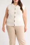 Anne Klein Button Front Sweater Vest In Neutral