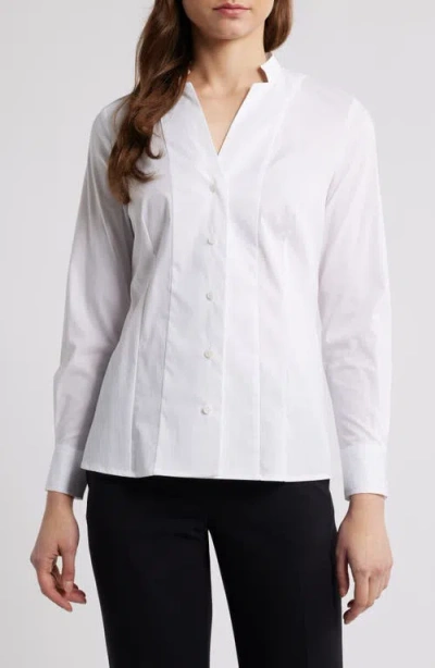 Anne Klein Button-up Poplin Blouse In White