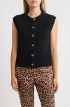 Anne Klein Button-up Sweater Vest In Black