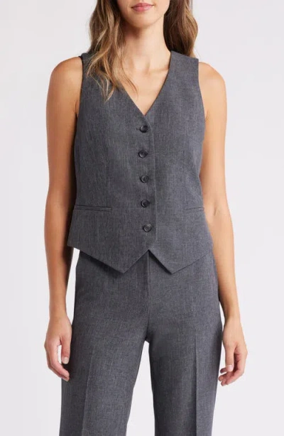 Anne Klein Button-up Vest In Black