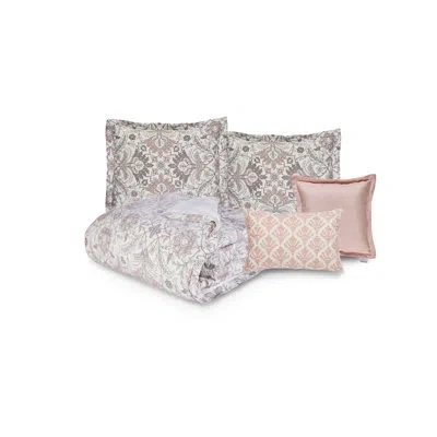 Anne Klein Callista 5-piece Rayon Blend Comforter Set In Pink