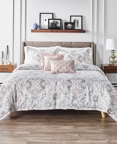 Anne Klein Callista Rayon Blend 5-piece Comforter Set, Full/queen In Pink