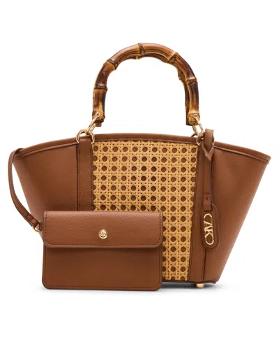 Anne Klein Caning Small Satchel Bag In Brown