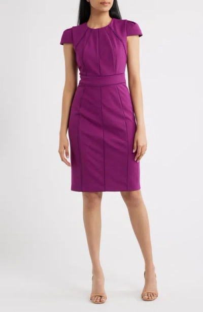 Anne Klein Cap Sleeve Sheath Dress In Purple