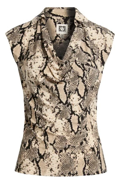 Anne Klein Cap Sleeve Shirt In Animal Print
