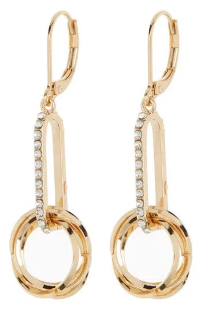Anne Klein Caramel Circle Link Drop Earrings In Gold