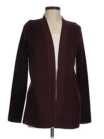 Pre-owned Anne Klein Cardigan Sweater In Burgundy