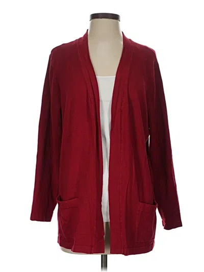 Pre-owned Anne Klein Cardigan Sweater In Burgundy