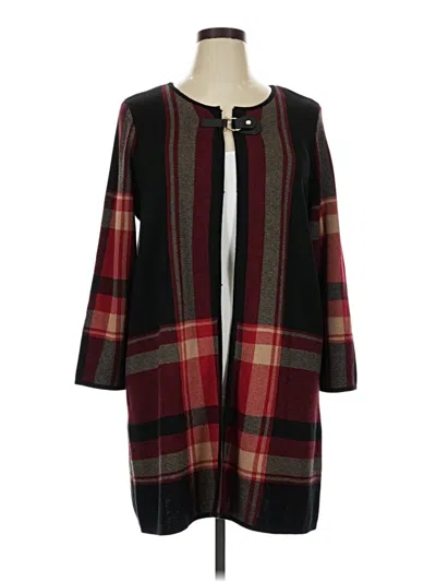 Pre-owned Anne Klein Cardigan Sweater In Burgundy