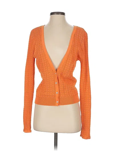 Pre-owned Anne Klein Cardigan Sweater In Orange