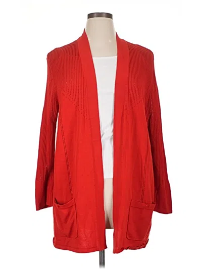 Pre-owned Anne Klein Cardigan Sweater In Red