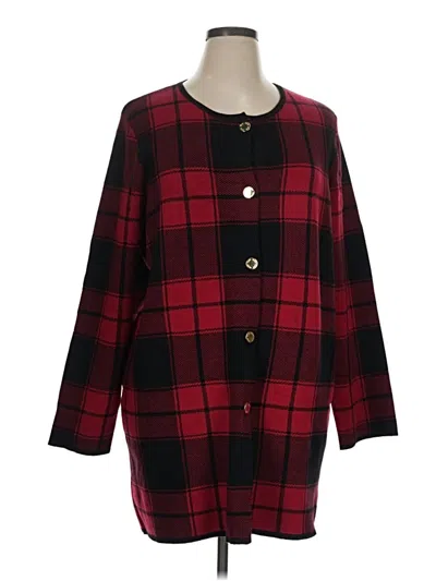 Pre-owned Anne Klein Cardigan Sweater In Red