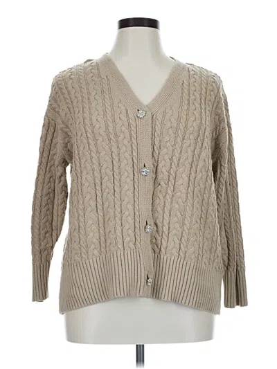 Pre-owned Anne Klein Cardigan Sweater In Tan