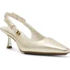 Anne Klein Carmel Womens Patent Padded Insole Slingback Heels In Light Gold