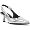 Anne Klein Carmel Womens Patent Padded Insole Slingback Heels In Silver