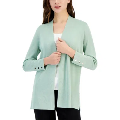Anne Klein Carmel Womens Open Front Layering Cardigan Sweater In Green