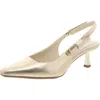 Anne Klein Carmel Womens Patent Padded Insole Slingback Heels In Gold