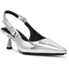 Anne Klein Carmel Womens Patent Padded Insole Slingback Heels In Silver