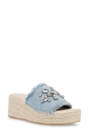 Anne Klein Crystal Espadrille Slide Sandal In Denim