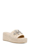 Anne Klein Crystal Espadrille Slide Sandal In Natural Raffia