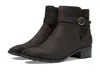 Anne Klein Caroline Boots Women's Dark Brown Side Zip Block Heel Jobb659 In Brown