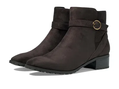 Anne Klein Caroline Boots Women's Dark Brown Side Zip Block Heel Jobb659