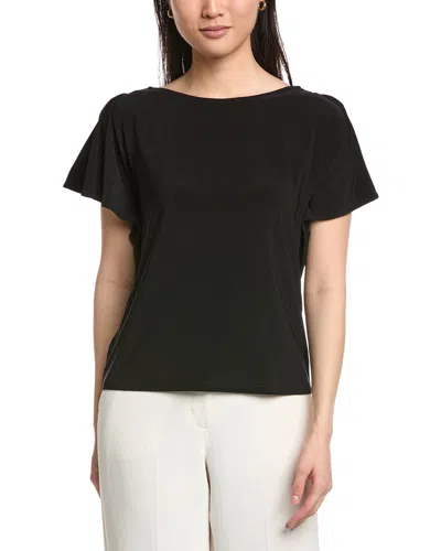 Anne Klein Cascade Flutter Sleeve Top In Black