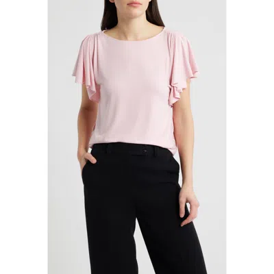 Anne Klein Cascade Flutter Sleeve Top In Pink
